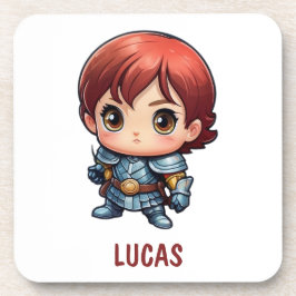 Comic Knight Personalized Kids Room Drink Coaster Getränkeuntersetzer