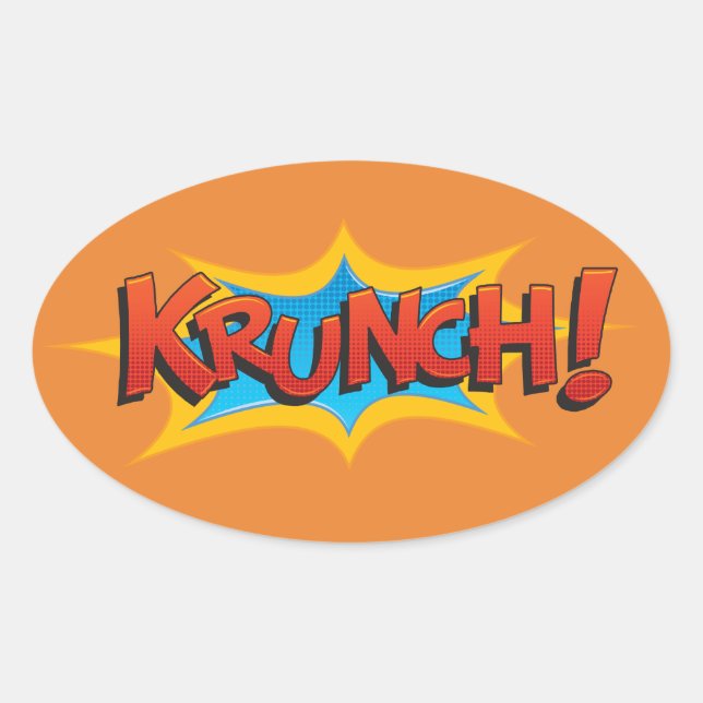 Comic Krunch! Ovaler Aufkleber (Vorderseite)