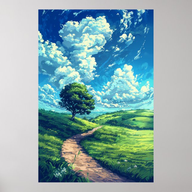 Comic Landscape Vector Poster - farbenfroh und spi (Vorne)