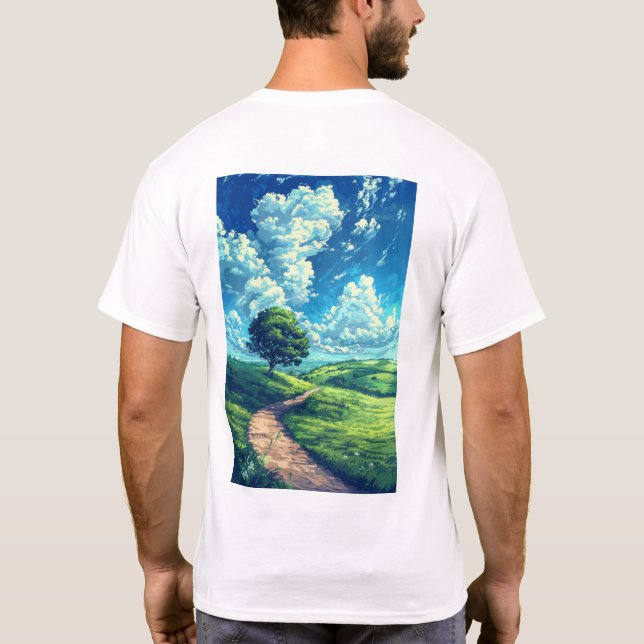Comic Landschaft Vector T - Shirt (Rückseite)