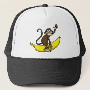 comic monkey banana cowboy sheriff truckerkappe