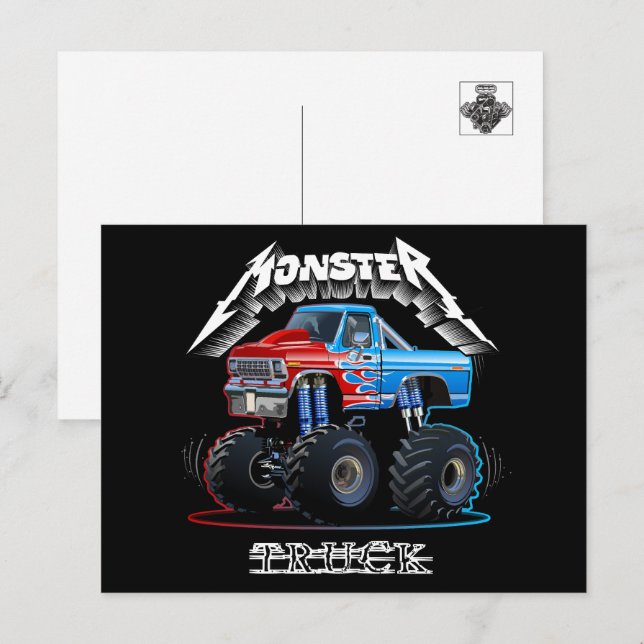 Comic-Monstertruck Postkarte (Vorne/Hinten)
