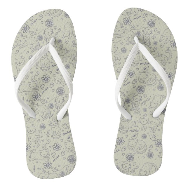 Comic-Muster mit lustigen Katzen Flip Flops (Fußbett)