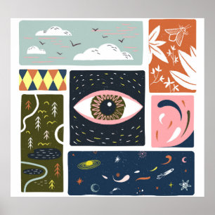Comic Naturraum: Herbstillustration Poster