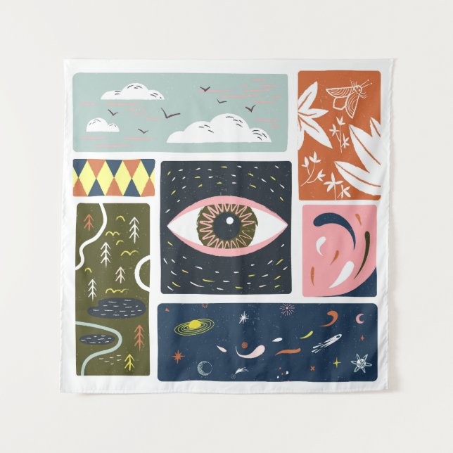 Comic Naturraum: Herbstillustration Wandteppich (Vorderseite)