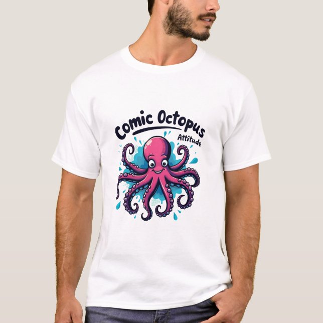 Comic Octopus: Spaß & Quirky Seebad Höhe T-Shirt (Vorderseite)