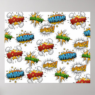 Comic Onomatopoeia Sprechblasen Boom Wham Bang B Poster