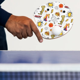 Comic Pattern Ping Pong Paddle Tischtennis Schläger