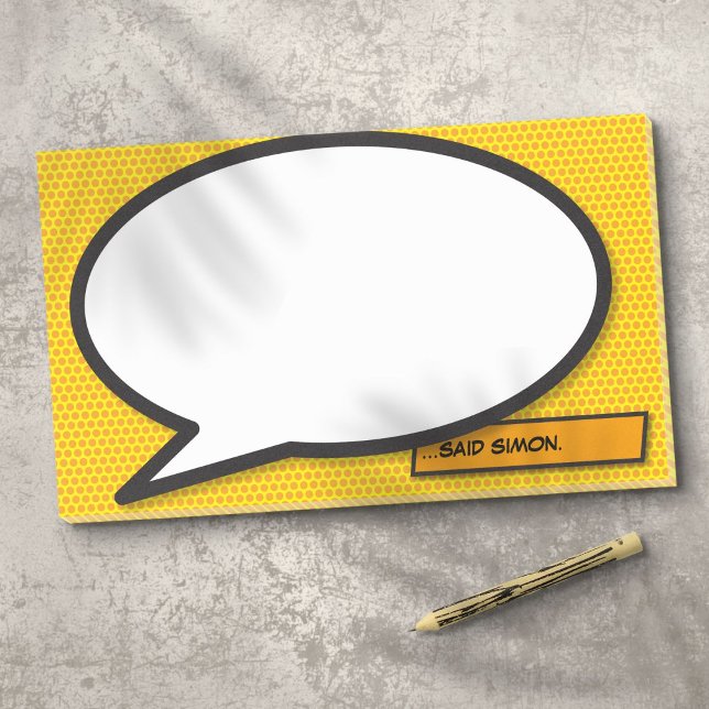 Comic "personalisiert Speech Bubble Fun" Post-it Klebezettel (Personalized Speech Bubble Fun Comic Book Post-it Notes)