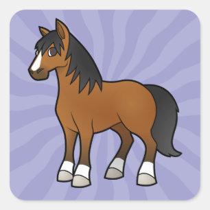 Comic-Pferd Quadratischer Aufkleber