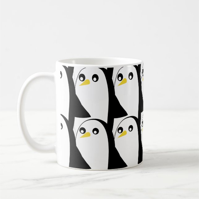 Comic Pinguin: Schwarz-weiß Vintag Kaffeetasse (Links)