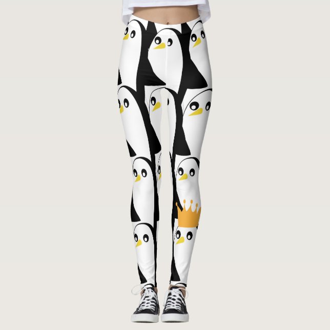 Comic Pinguin: Schwarz-weiß Vintag Leggings (Vorderseite)
