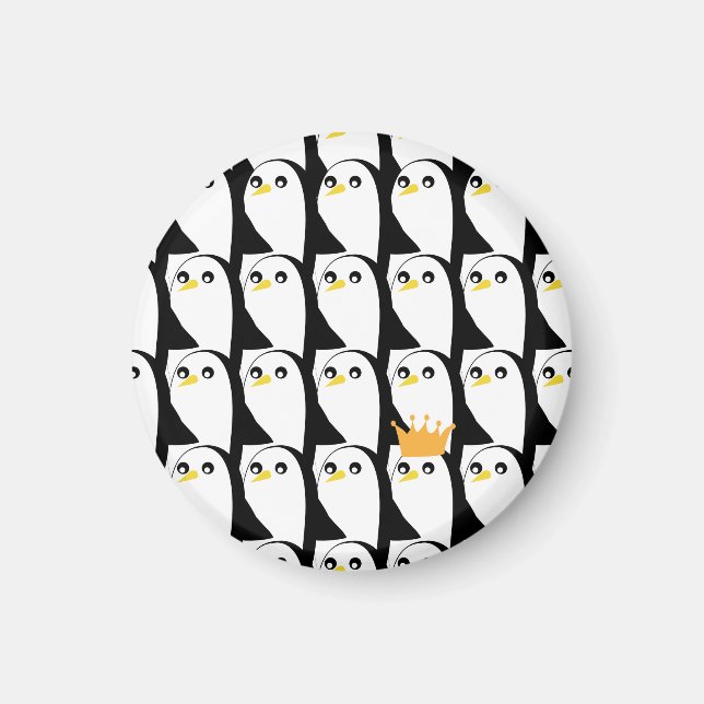Comic Pinguin: Schwarz-weiß Vintag Magnet (Vorne)