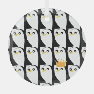 Comic Pinguin: Schwarz-weiß Vintag Ornament Aus Glas