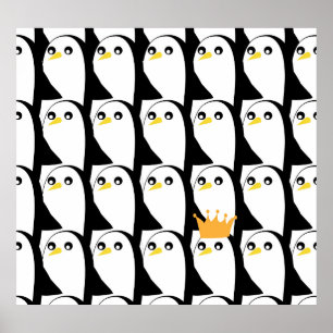 Comic Pinguin: Schwarz-weiß Vintag Poster