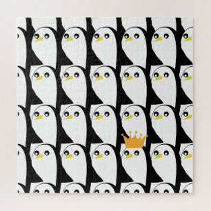 Comic Pinguin: Schwarz Weiß Vintage Puzzle