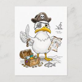Comic Pirate Bird Treasure Hunt Postkarte