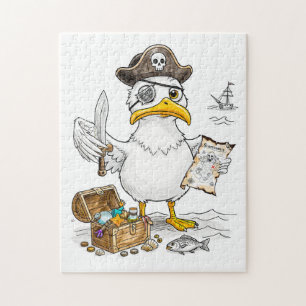 Comic Piratenvogel Schatzsuche Puzzle