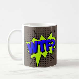 Comic Pop Art Blue Green WTF Neugierig Kaffeetasse