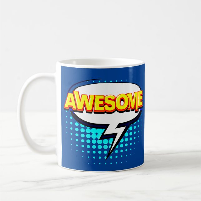 Comic Pop Art Blue Yellow PHANTASTISCH Novelle Kaffeetasse (Links)