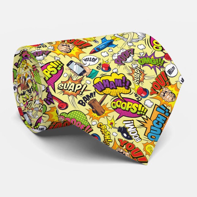 Comic Pop Art Explosion Krawatte (Gerollt)