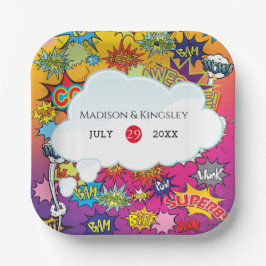 Comic Pop Art 💥 🎨 Hochzeit Graffiti Pappteller