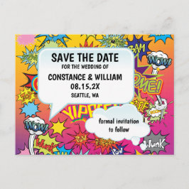 Comic Pop Art 💥 🎨 Hochzeit Graffiti Save the Dat Ankündigungspostkarte