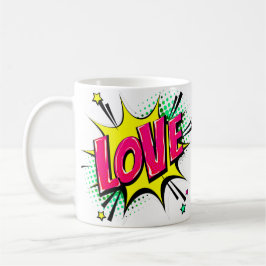 Comic Pop Art Lila Gelbe LIEBE Kaffeetasse