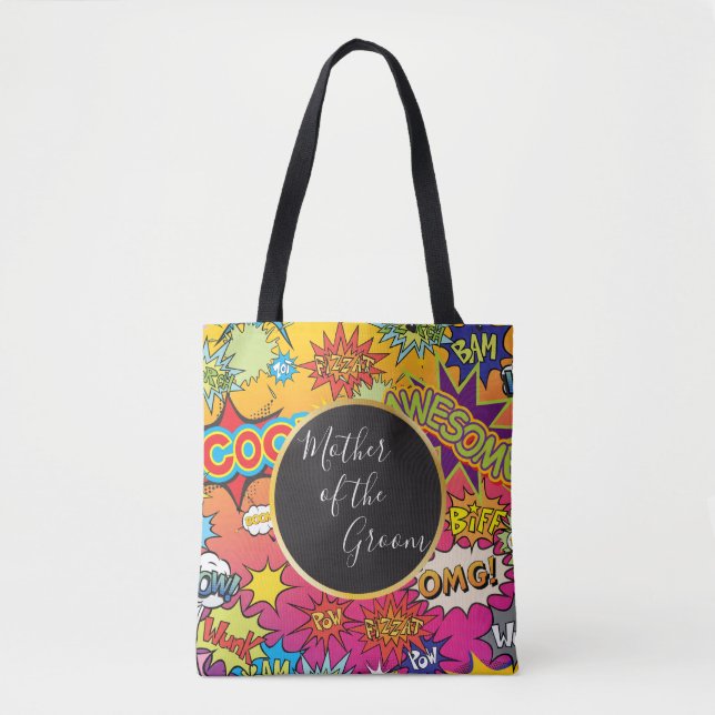Comic Pop Art Speech Bubble Grooms Mutter Tote Tas (Vorderseite)