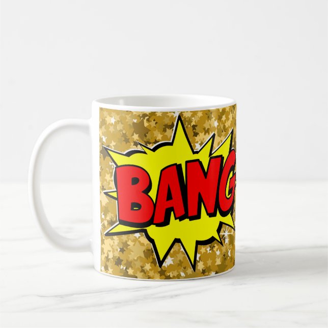 Comic Pop Art Yellow BANG Neuartiger Funny Caffee Kaffeetasse (Links)