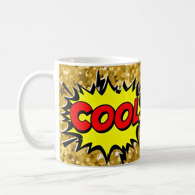 Comic Pop Art Yellow COOL Novelle Funny Coffee Kaffeetasse (Links)