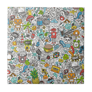 Comic Popart Gekritzel Fliese