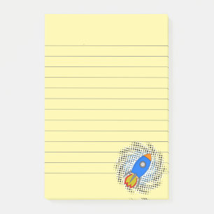 Comic-Rakete mit Halbton-Galaxie-Linien Post-it Klebezettel