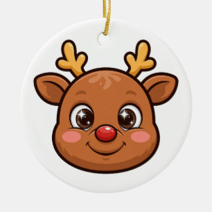Comic-Rentier-Rotnasen-Ornament Keramik Ornament
