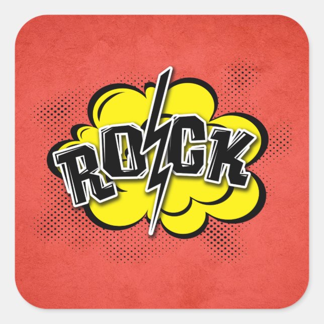 Comic-Rock-Abbildung Quadratischer Aufkleber (Vorderseite)