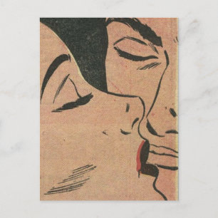 Comic Roy Lichtenstein Stilkuss Feiertagspostkarte