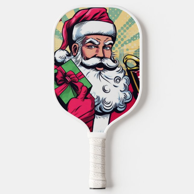 Comic Santa/Weihnachten Pickleball Schläger (Vorderseite)