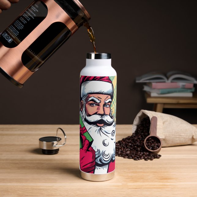 Comic Santa/Weihnachten Trinkflasche (Kaffee)