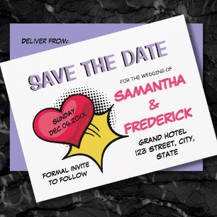 Comic Save the Date Postkarte   Moderne Pop-Art 