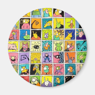 Comic seltsame merkwürdige Gesichter quadratische  Magnet