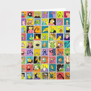Comic seltsame sonderbare Gesichter quadratische D Karte