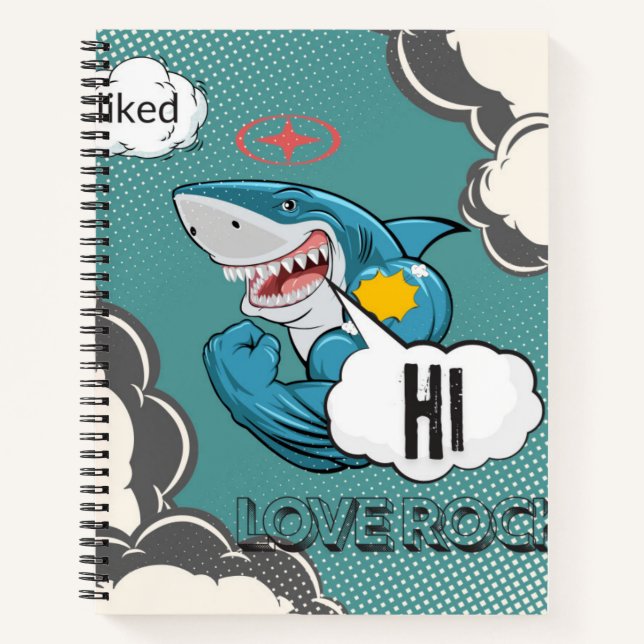 Comic Shark Notebook - Fierce, Funny & Full of Sty Notizbuch (Vorderseite)