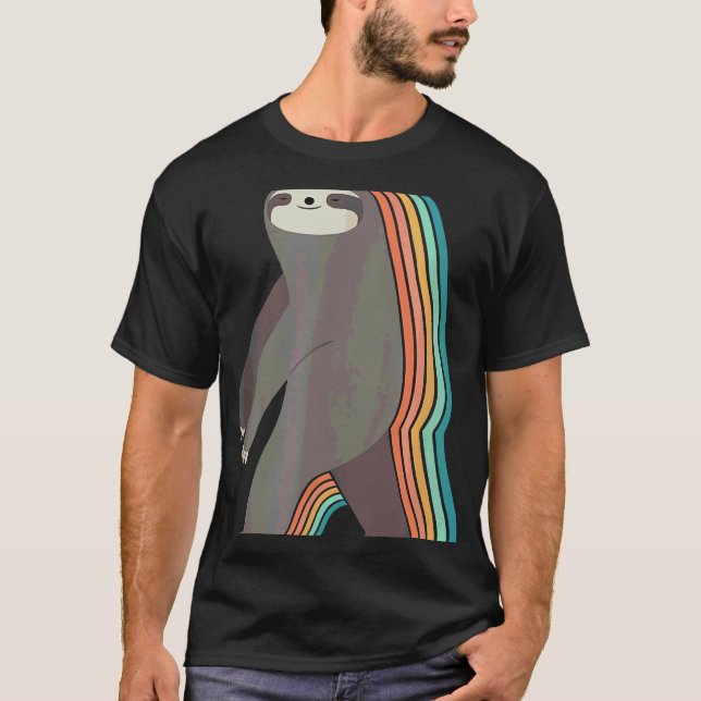Comic Sleepwalker Sloth Rainbow T-Shirt (Vorderseite)