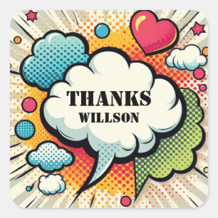 Comic Speech Bubble Pattern Quadratischer Aufkleber
