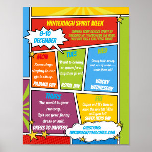 COMIC Spirit-Woche Schulflyer SUPER HELD Poster
