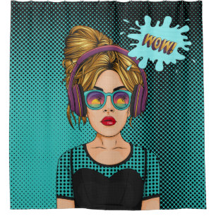 Comic Stil, Comic Style Pop Art Girls Duschvorhang