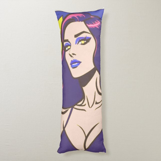 Comic-Stil hübsche Frau Body Pillow Seitenschläferkissen (Rückseite (Vertikal))