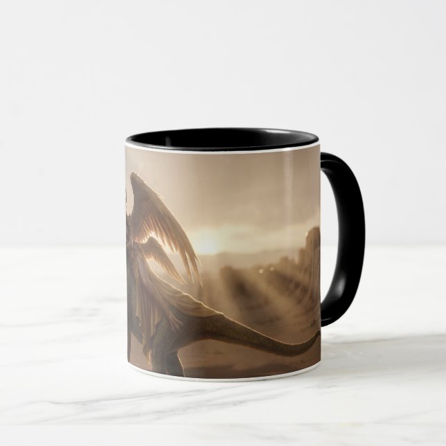 Comic-Stil Inanna mit Dinosaurier  Tasse (VorderseiteRechts)
