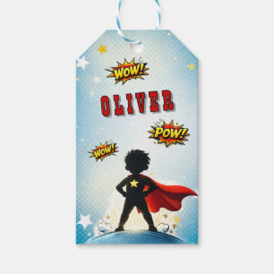 Comic-Stil-Superhelden-Jungen-Name Geburtstag Geschenkanhänger