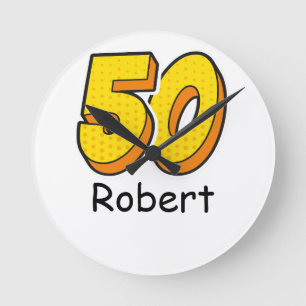 Comic Style 50. Geburtstag Golfer Geschenk - Funny Runde Wanduhr
